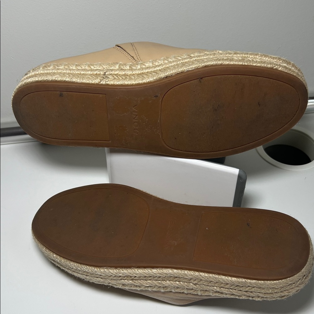 Vince Ulla Leather Slip-On Espadrille Mules Beige Women’s Size 8 - Picture 7 of 11